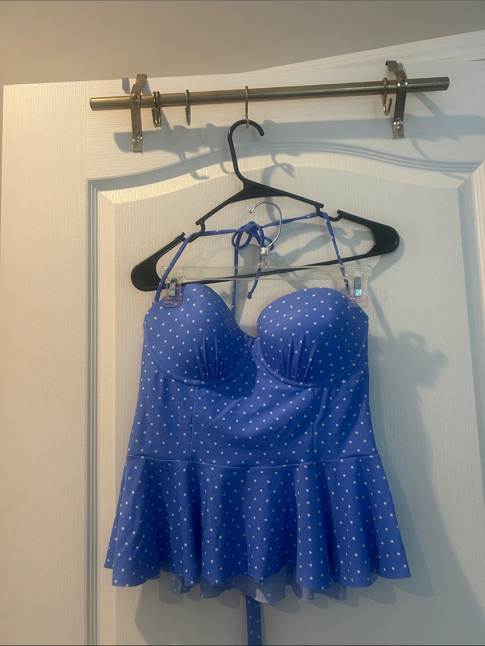 Blue Polka Dot Halter Swim top xhilaration xl new without tags
